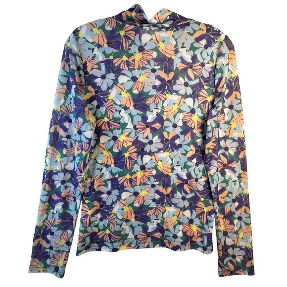 Maeve Tops - Maeve Anthropologie Sz M Sheer Mesh Mock Turtleneck Floral Top Artsy Boho Fairy